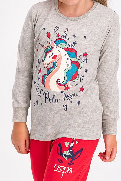 U.S. Polo Assn. U.S. Polo Assn Licensed Beige Melange Girl's Pajama Set