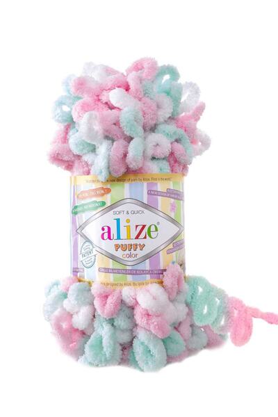Alize Puffy Color ( 5'li) El Örgü Ipliği 100gr/9 Mt (267) 6052