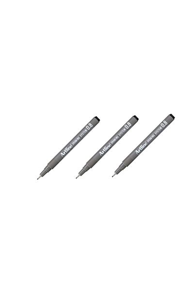 artline Drawing System Technical Drawing Pen 0.8 Mm Black 3 Pieces