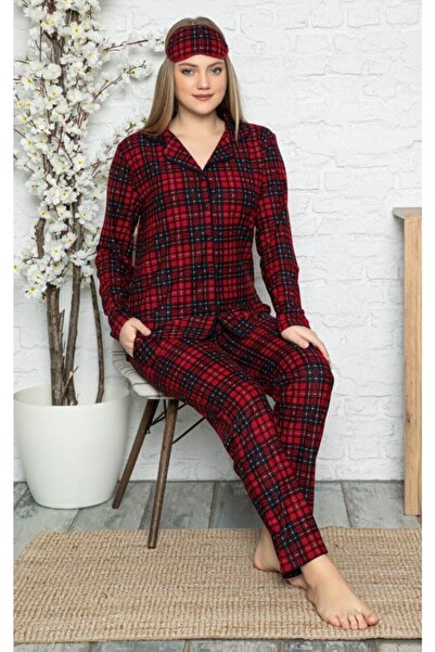 VERA İÇ GİYİM Жіночий піжамний комплект з ґудзиками та екологічним принтом