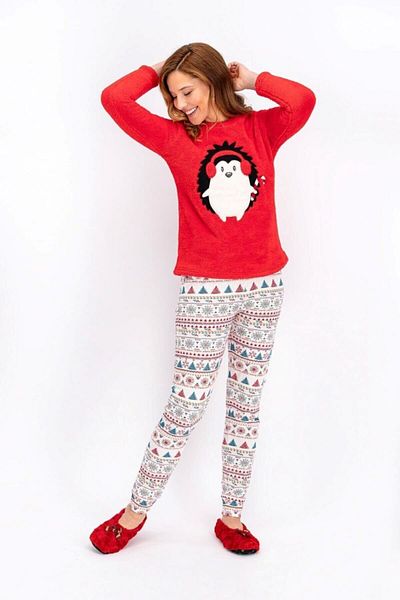 Arnetta Women's Light Red Winter Porky Pajama Set Ar978-s-v1