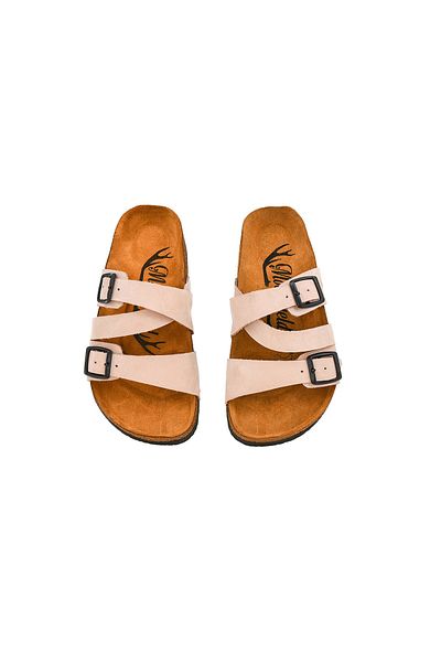 Moosefield Kids Παιδικές παντόφλες Unisex από γνήσιο δέρμα σε σκόνη