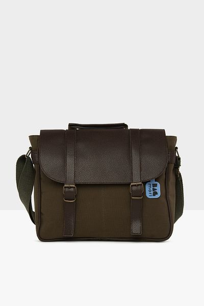 Bagmori Khaki Covered Nubuck Bag with Double Belt Strap M000005670