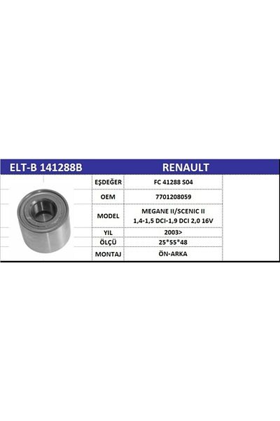 SKF Megane-Ii Fluence Scenic-Ii Gold Axle Ball on the Back - Vkbc20085 Bth1250 7701208059