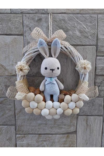 OBİDEV Στολίδι πόρτας με πλεκτό μπλε Amigurumi Baby Boy