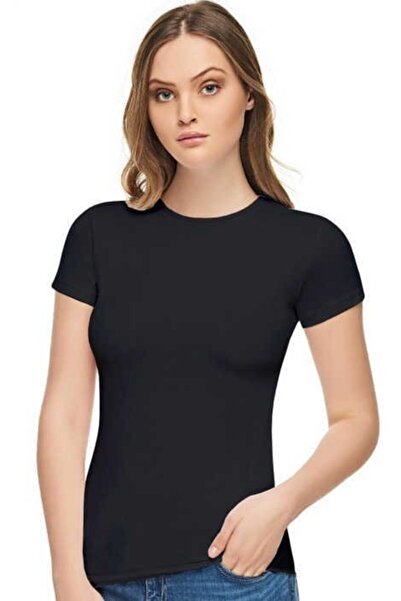 Tutku Elit Women's Elastane Half Sleeve Black 2 Pack