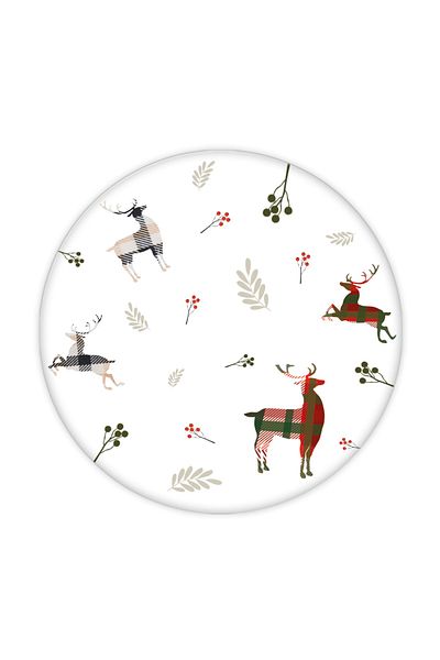 Decorita Set of 2 Forest Deers| Glass Plate - Breakfast Plate - Cake Plate| Diameter32cm