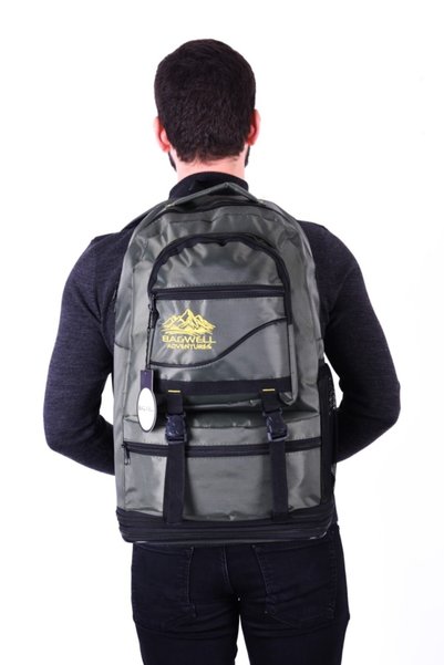 BAGWELL Khaki Green Double Gusseted 75 Lt-65 Lt and 50 Lt Mountaineer Bag Suitable for Travel and Daily Use