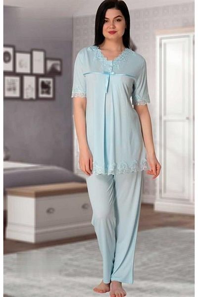 Lohussa Set de pijamale de maternitate Effort Blue