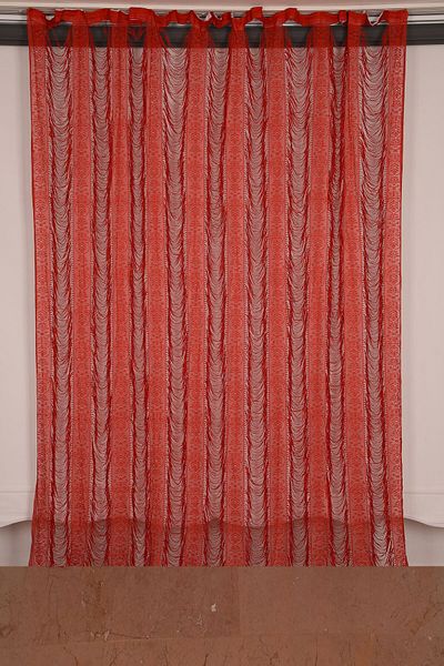AKÇA TEKSTİL Italian Model Red Color Rope Curtain Ready-made Buttons Sewn Rope Curtain 270*270 cm