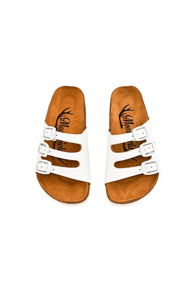 Moosefield Kids Papuci albi din piele naturală pentru copii