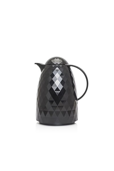 EW's Kitchenware 1 Lt Siyah Düz Kapaklı Prizma Termos