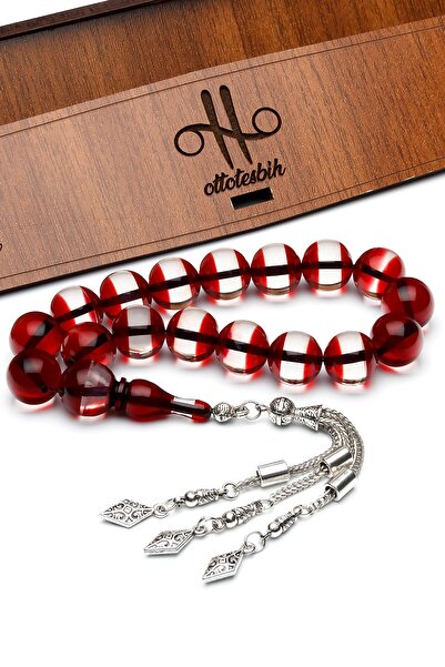 OTTOTESBİH Mărgele de rugăciune pentru bărbați, 14 mm, roșu, transparent, pud...