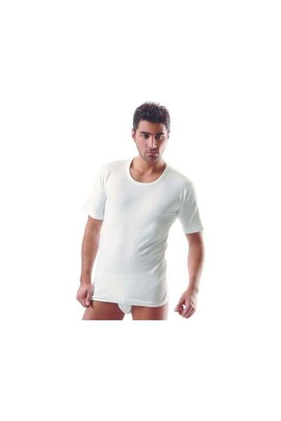 Tutku قميص داخلي برقبة دائرية نصف كم قميص داخلي أبيض مقاس 6 Xxxl