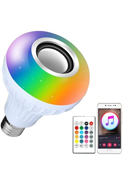 Hyd Gece Lambası Kumandalı Çok Fonksiyonlu Bluetoothlu Hoparlörlü Akıllı Ampul Lamba