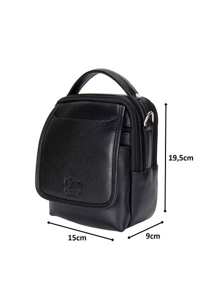 KANGAROO KINGDOM Men's Messenger & Handbag Black Genuine Cowhide Leather 5511-s