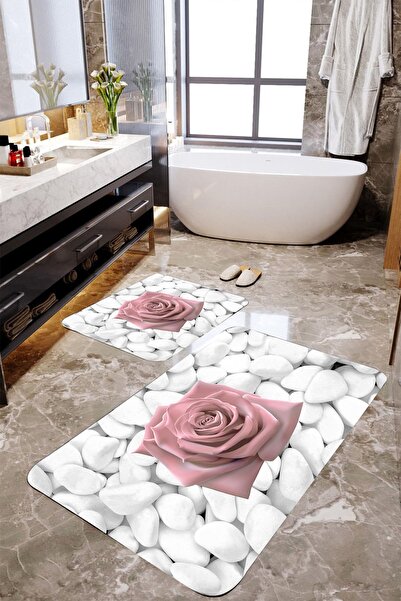 MEKTA HOME Set covorașe de baie 2 piese trandafir și piatră Mktbp-0120 60x100...