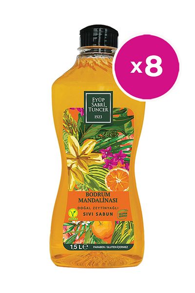Eyüp Sabri Tuncer Bodrum Tangerine Oil Liquid Soap 1.5 Lt X 8 Pieces