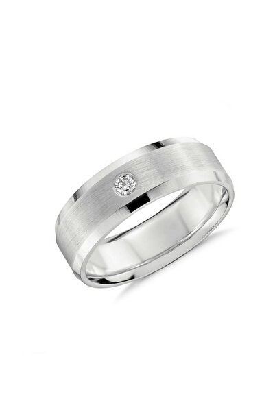Silver Self Gümüş Alyans 7 Mm Yumuşak Kenar Ve Taşlı