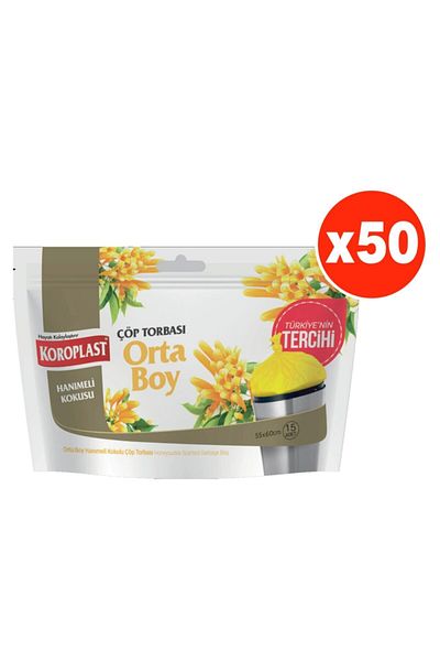 Koroplast Hanımeli Scented Medium Size 15 Pieces Garbage Bags X 50 Pack (55*60 Cm)
