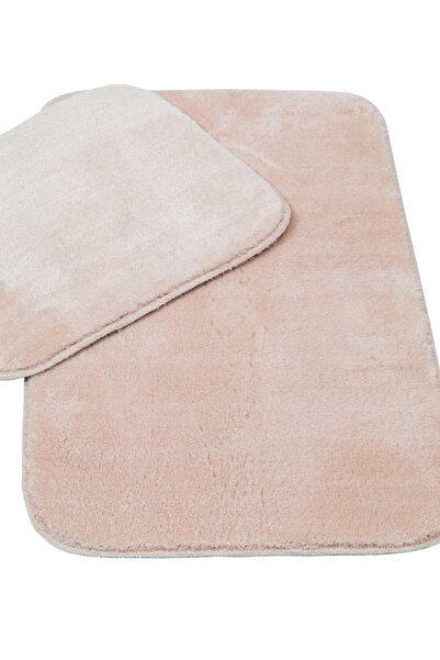 Elart Banyo Paspas Takımı 2li kaydırmaz tabanlı peluş doly pudra