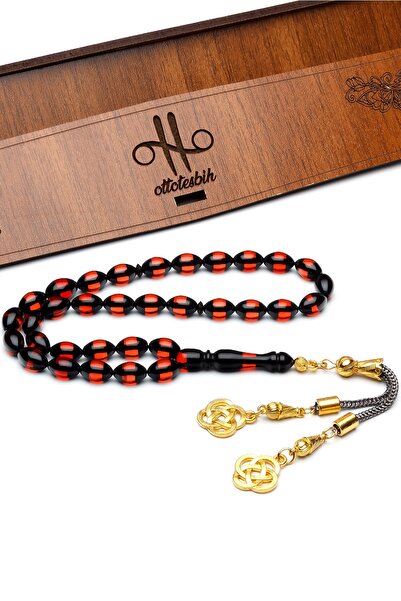 OTTOTESBİH Mărgele de rugăciune pentru bărbați, roșu, din pulbere de chihlimb...