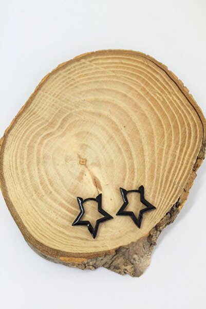 axexuar 316L Unisex Steel Earrings with Black Stars - for Women and Men, Couple Sold