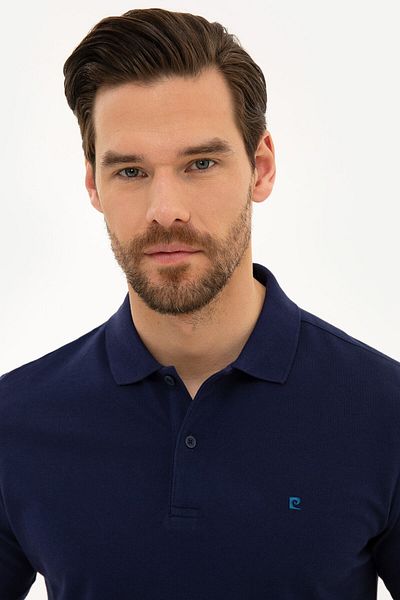 Pierre Cardin Navy Blue Slim Fit Basic Polo Neck T-Shirt