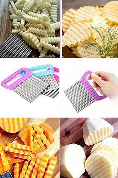 Ayver Serrated Potato Chips Making Apparatus Chips Chopper Shaped Vegetable and Fruit Slicer 1 Piece