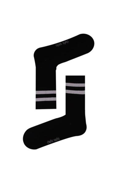 chetic Black Sport White Striped Socks