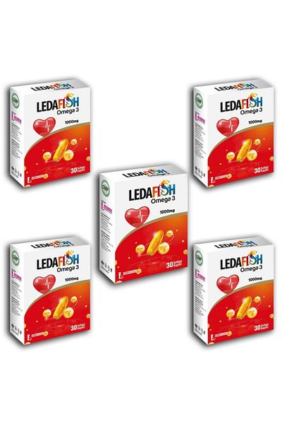 LedaPharma Ledafish Omega 3 - 1000mg Softgel Capsule X5 Pieces