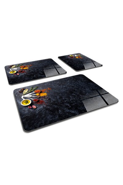 Decorita مجموعة من 3 بهارات توابل| لوح تقطيع الزجاج - لوح تقطيع الزجاج