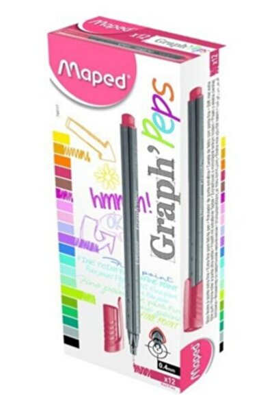 Maped Fineliner 12'li - Parlak Kırmızı 749117 Keçeuçlu Kalem ( 1 Paket 12 Adet )