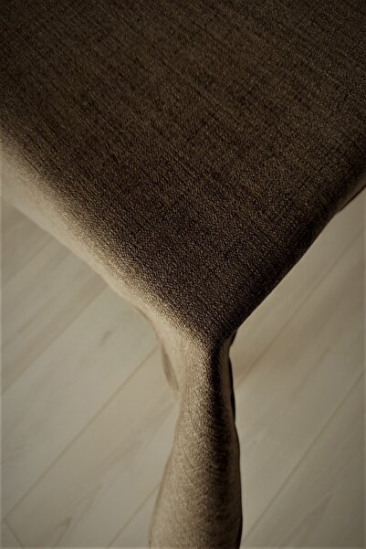 eno concept مفرش طاولة بني من الكتان المقاوم للبقع