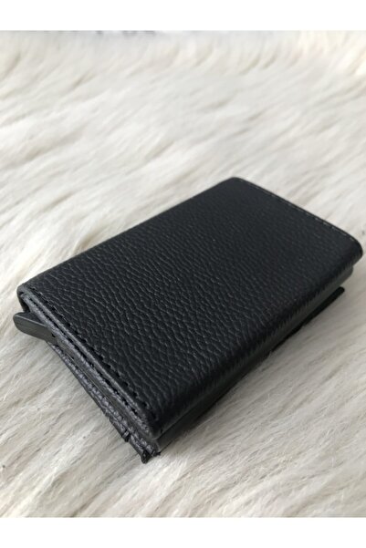 MKM MAN Black Automatic Mechanism Leather Card Holder\wallet