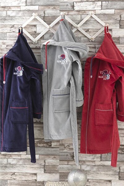 Ecocotton Sports Time Erkek Çocuk Bornozu 7-8 Yaş Gri