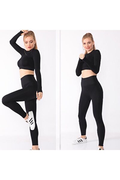 MAGZA Set cu Colanți sport fără cusături cu talie extra înaltă pentru femei, ...