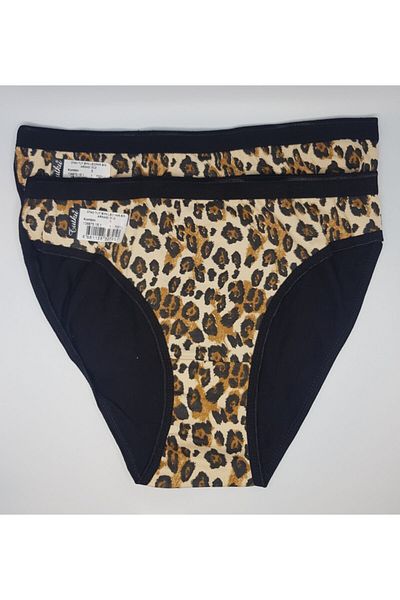 Tutku Chiloți de bikini negri cu model leopard de damă, 3 piese