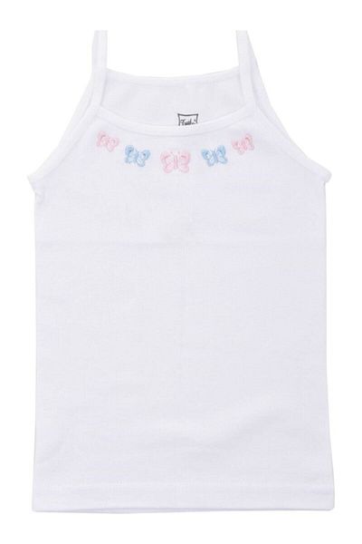 Tutku Tricot de corp din bumbac brodat cu curele albe pentru fete