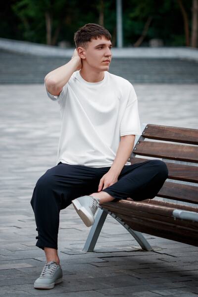 ACR Giyim Men's White Oversize Crew Neck Short Sleeve T-shirt