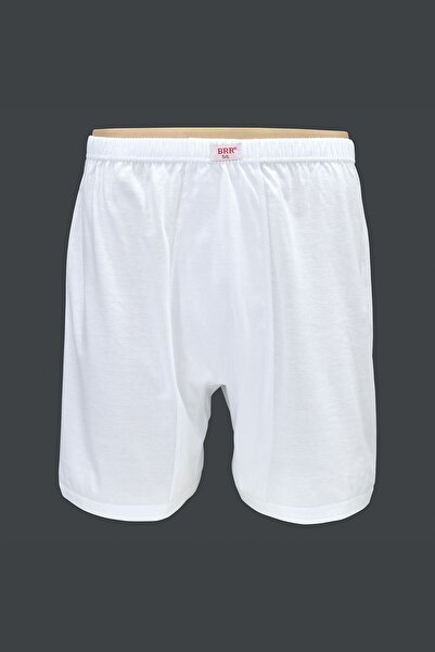 BRR İç Giyim Erkek Beyaz Penye Şort Paçalı Külot Don Pamuklu Boxer 6 Adet