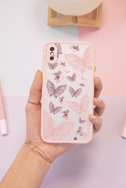 Spoyi Iphone Xs Max Pembe Hux Kelebek Tasarımlı Telefon Kılıfı