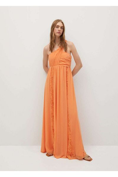 MANGO Woman Γυναικείο πορτοκαλί μακρύ φόρεμα wrap 67027903