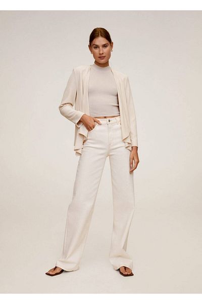 MANGO Woman Ecrufarbene, fließende Blazerjacke ohne Form für Damen67077668