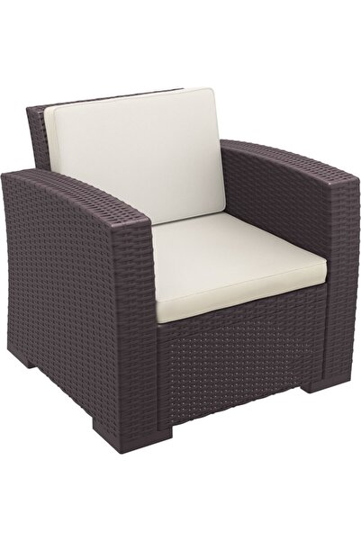 Siesta Rattan Monaco Tek Kişilik Dış Mekan Koltuğu Kahverengi (Minderli)