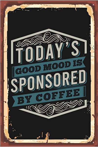 hediyeniburadabul Καφέ ρετρό ξύλινη αφίσα τοίχου 20x30