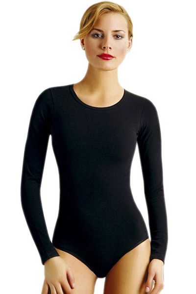 Anıt Black Lycra Cotton Bodysuit - Long Sleeve Women's Bodysuit