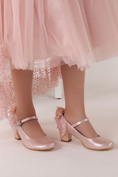Aykatrend Balerini Roz Fete - Pantofi Toc 4 cm
