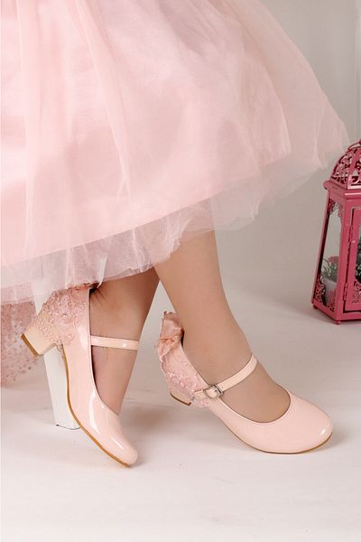 Aykatrend Balerini Roz Fete - Pantofi Toc 4 cm