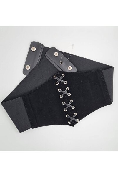 Allen Accessories Siyah Süet Lastikli Kemer